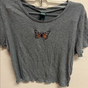 Wild Fable Gray Embellished Crop T-Shirt